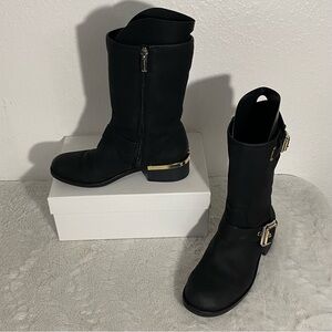 Vince Camuto Windy Black Leather Moto Boots Women’s Size 6.5M